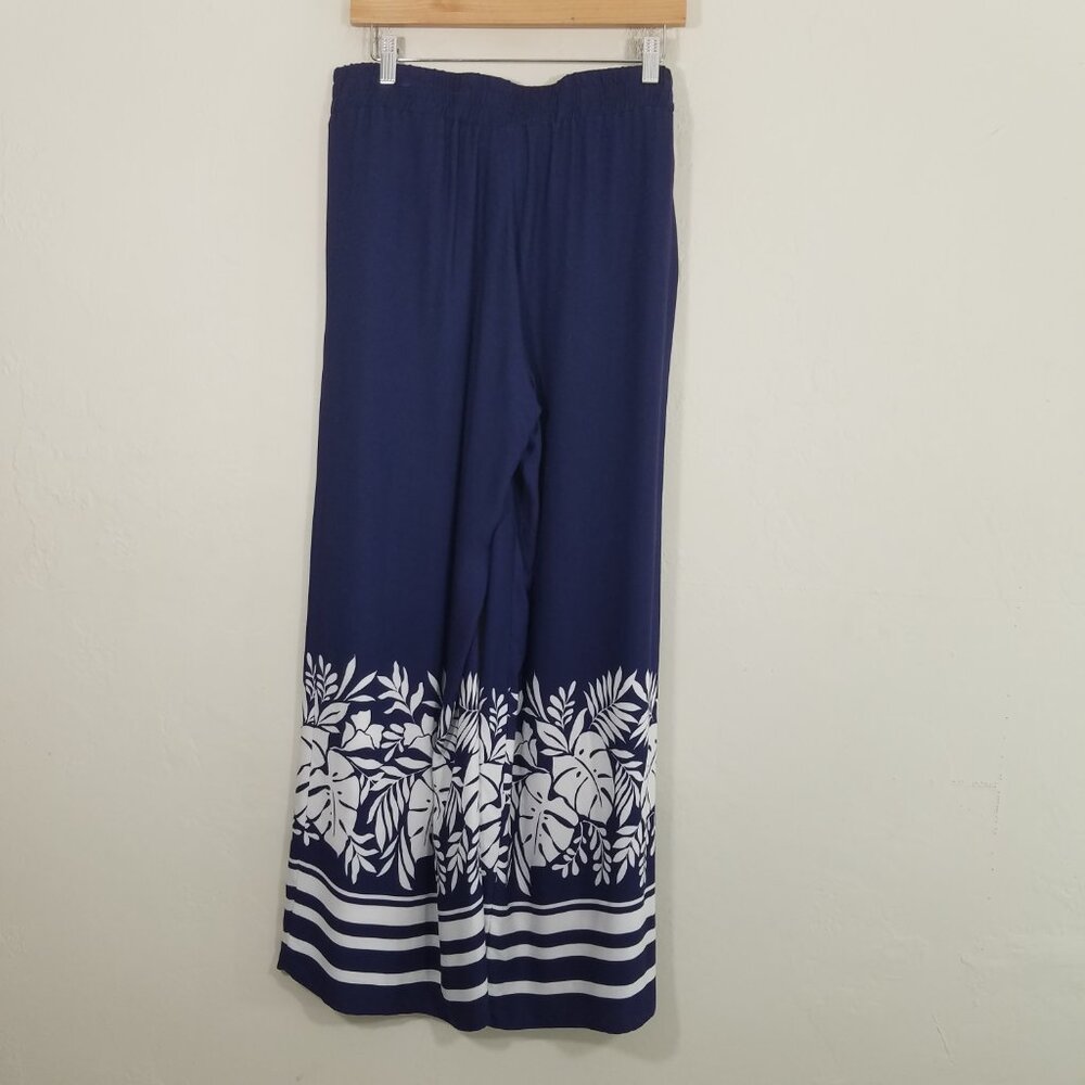NWT La Blanca Womens Palazzo Pants Blue Pull-On Wide Leg Size M - Picture 6 of 8